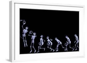 Xray of Human Skeleton Playing Basketball-riccardocova-Framed Art Print