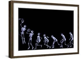 Xray of Human Skeleton Playing Basketball-riccardocova-Framed Art Print