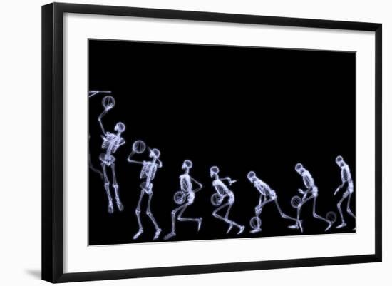 Xray of Human Skeleton Playing Basketball-riccardocova-Framed Art Print