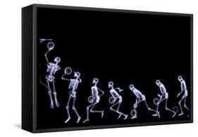 Xray of Human Skeleton Playing Basketball-riccardocova-Framed Stretched Canvas