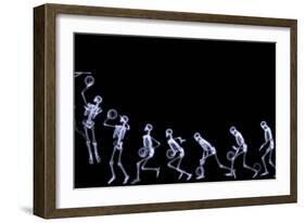 Xray of Human Skeleton Playing Basketball-riccardocova-Framed Art Print