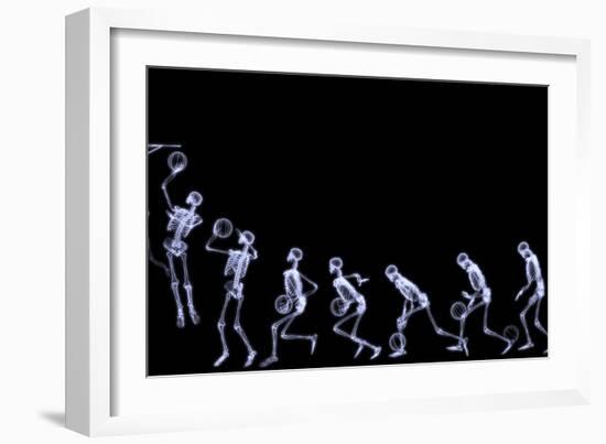 Xray of Human Skeleton Playing Basketball-riccardocova-Framed Art Print