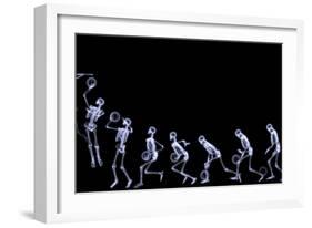 Xray of Human Skeleton Playing Basketball-riccardocova-Framed Art Print