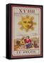 Xviiii Le Soleil, French Tarot Card of the Sun, 19th Century-null-Framed Stretched Canvas