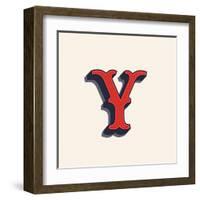 Y Letter Logo in Vintage Western Style. Vector Font for Labels, Posters Etc.-kaer_stock-Framed Art Print