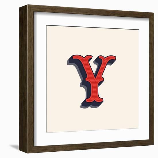 Y Letter Logo in Vintage Western Style. Vector Font for Labels, Posters Etc.-kaer_stock-Framed Art Print