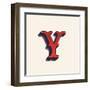 Y Letter Logo in Vintage Western Style. Vector Font for Labels, Posters Etc.-kaer_stock-Framed Art Print