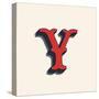 Y Letter Logo in Vintage Western Style. Vector Font for Labels, Posters Etc.-kaer_stock-Stretched Canvas