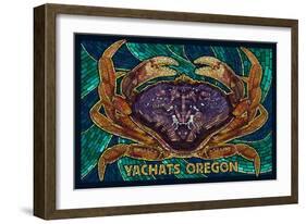 Yachats, Oregon - Dungeness Crab Mosaic-Lantern Press-Framed Art Print