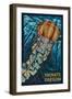 Yachats, Oregon - Jellyfish Mosaic-Lantern Press-Framed Art Print