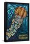 Yachats, Oregon - Jellyfish Mosaic-Lantern Press-Framed Stretched Canvas