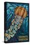 Yachats, Oregon - Jellyfish Mosaic-Lantern Press-Stretched Canvas