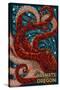 Yachats, Oregon - Octopus Mosaic-Lantern Press-Stretched Canvas