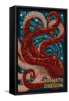 Yachats, Oregon - Octopus Mosaic-Lantern Press-Framed Stretched Canvas