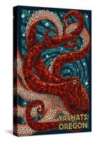 Yachats, Oregon - Octopus Mosaic-Lantern Press-Stretched Canvas