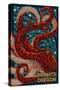 Yachats, Oregon - Octopus Mosaic-Lantern Press-Stretched Canvas