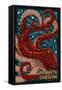 Yachats, Oregon - Octopus Mosaic-Lantern Press-Framed Stretched Canvas