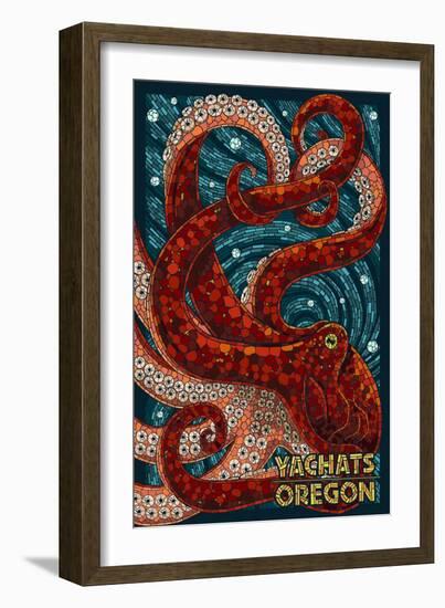Yachats, Oregon - Octopus Mosaic-Lantern Press-Framed Art Print