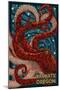 Yachats, Oregon - Octopus Mosaic-Lantern Press-Mounted Art Print