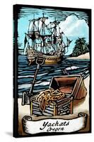 Yachats, Oregon - Pirates with Scroll - Scratchboard-Lantern Press-Stretched Canvas