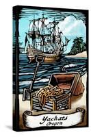 Yachats, Oregon - Pirates with Scroll - Scratchboard-Lantern Press-Stretched Canvas