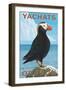 Yachats, Oregon, Puffin Scene-Lantern Press-Framed Art Print