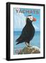 Yachats, Oregon, Puffin Scene-Lantern Press-Framed Art Print