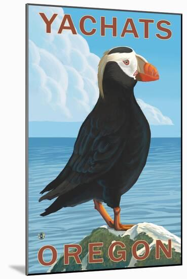 Yachats, Oregon, Puffin Scene-Lantern Press-Mounted Art Print