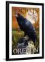 Yachats, Oregon - Raven and Skull-Lantern Press-Framed Art Print