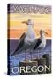 Yachats, Oregon, Sea Gulls Scene-Lantern Press-Stretched Canvas