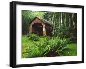 Yachats River Covered Bridge in Siuslaw National Forest, North Fork, Oregon, USA-Steve Terrill-Framed Photographic Print