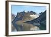 Yacht Anchored under a Glacier, Magdalenefjord, Svalbard, Norway, Scandinavia, Europe-David Lomax-Framed Photographic Print