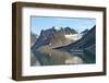 Yacht Anchored under a Glacier, Magdalenefjord, Svalbard, Norway, Scandinavia, Europe-David Lomax-Framed Photographic Print