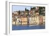 Yacht and Old Town from the Sea on a Summer's Early Morning, Rovinj (Rovigno) Peninsula, Istria-Eleanor Scriven-Framed Photographic Print