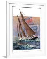 "Yacht and Steamship,"January 23, 1932-Anton Otto Fischer-Framed Giclee Print