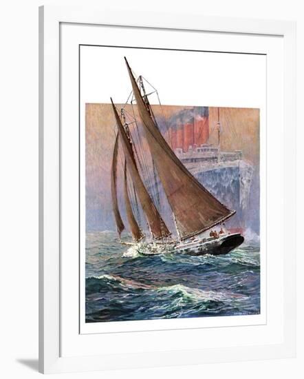 "Yacht and Steamship,"January 23, 1932-Anton Otto Fischer-Framed Giclee Print