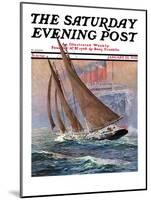 "Yacht and Steamship," Saturday Evening Post Cover, January 23, 1932-Anton Otto Fischer-Mounted Premium Giclee Print