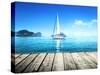 Yacht and Wooden Platform-Iakov Kalinin-Stretched Canvas