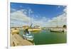 Yacht at marina by Quai de La Criee in the island's principal western town, Ars en Re, Ile de Re, C-Robert Francis-Framed Photographic Print