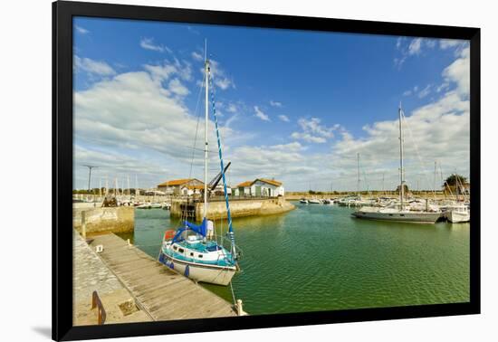 Yacht at marina by Quai de La Criee in the island's principal western town, Ars en Re, Ile de Re, C-Robert Francis-Framed Photographic Print