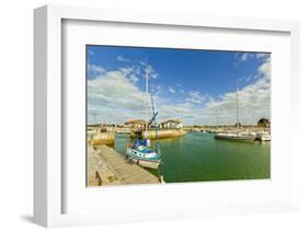 Yacht at marina by Quai de La Criee in the island's principal western town, Ars en Re, Ile de Re, C-Robert Francis-Framed Photographic Print