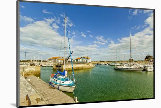 Yacht at marina by Quai de La Criee in the island's principal western town, Ars en Re, Ile de Re, C-Robert Francis-Mounted Photographic Print