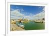 Yacht at marina by Quai de La Criee in the island's principal western town, Ars en Re, Ile de Re, C-Robert Francis-Framed Photographic Print