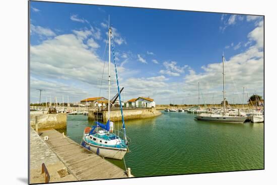 Yacht at marina by Quai de La Criee in the island's principal western town, Ars en Re, Ile de Re, C-Robert Francis-Mounted Photographic Print