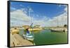 Yacht at marina by Quai de La Criee in the island's principal western town, Ars en Re, Ile de Re, C-Robert Francis-Framed Stretched Canvas