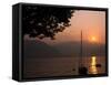 Yacht at Sunset, Lake Maggiore, Italy-Peter Thompson-Framed Stretched Canvas