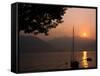 Yacht at Sunset, Lake Maggiore, Italy-Peter Thompson-Framed Stretched Canvas