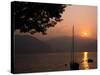 Yacht at Sunset, Lake Maggiore, Italy-Peter Thompson-Stretched Canvas