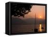 Yacht at Sunset, Lake Maggiore, Italy-Peter Thompson-Framed Stretched Canvas