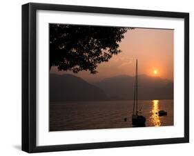 Yacht at Sunset, Lake Maggiore, Italy-Peter Thompson-Framed Photographic Print